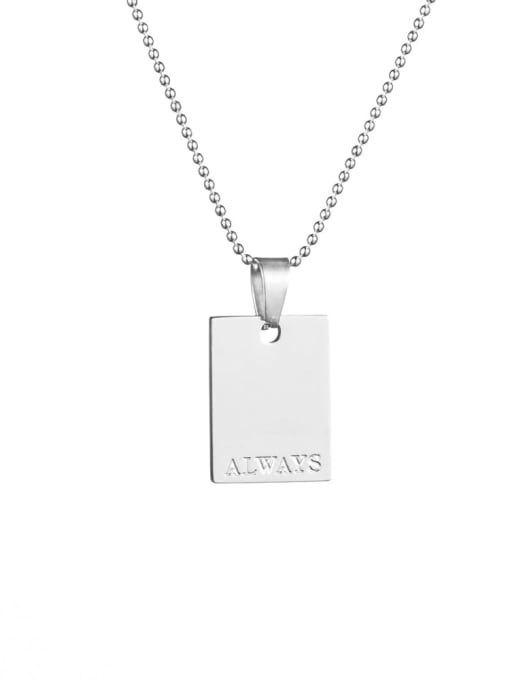 XH0873  Silver Color Stainless steel Geometric Necklace With words