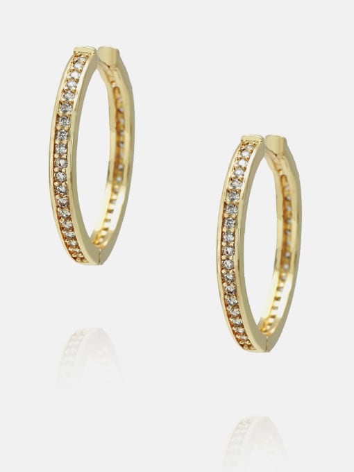 Gold white zirconium Brass Cubic Zirconia Round Minimalist Hoop Earring