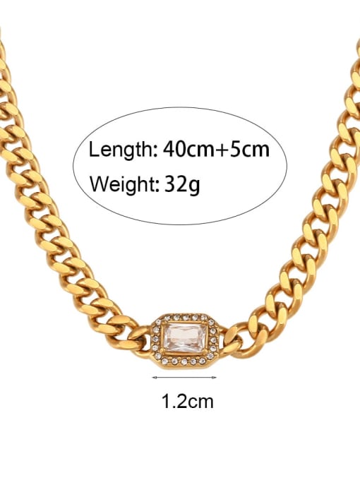 LM Stainless steel Cubic Zirconia Geometric Hip Hop Hollow Chain Necklace 2