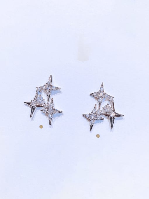 Ming Brass Cubic Zirconia Star Minimalist Stud Earring 1