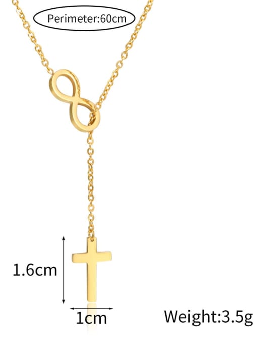 LM Stainless steel Dainty Lariat Cross Necklace 2
