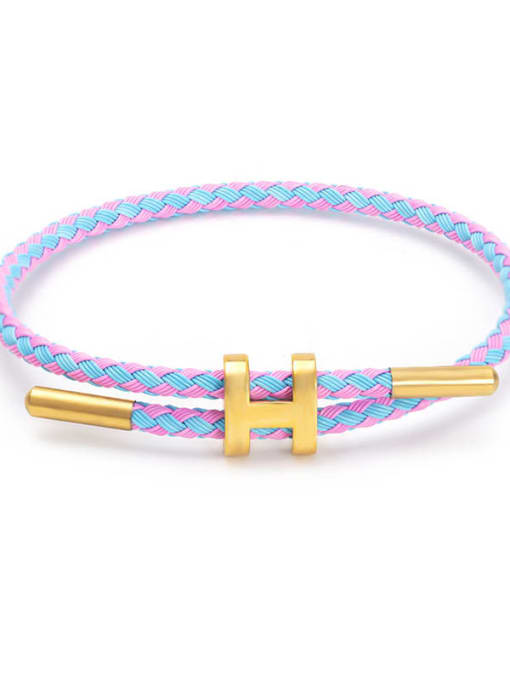 Pink AndBlue Titanium Steel Adjustable Bracelet