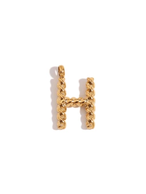 Twists Letter Pendant Gold H Stainless steel 18K Gold Plated Letter Charm