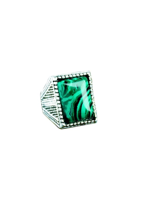 LM Alloy Turquoise Geometric Vintage Band Ring
