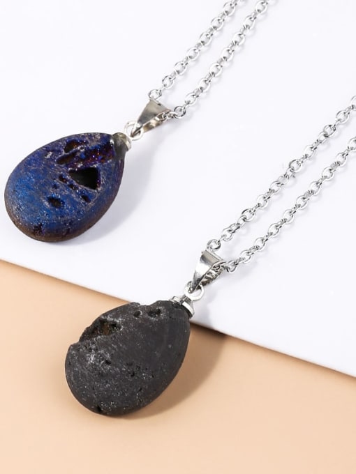 NA-Stone Black Stone + Water Drop Artisan Necklace