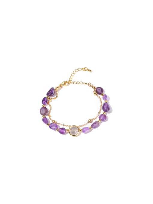 NA-Stone Alloy Crystal Purple Geometric Classic Beaded Bracelet 0