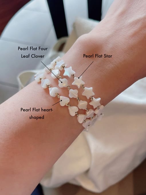 Scarlet White Pearl Falt Star Shell Heart Handmade Beaded Bracelet 2