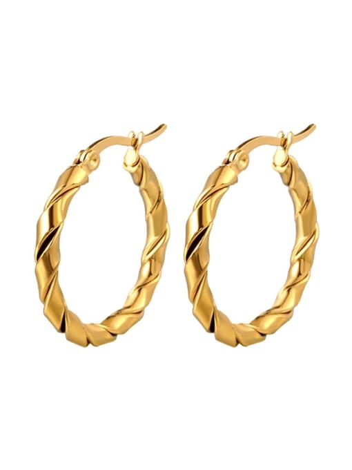 Double spiral wound gold (small) Stainless steel Geometric Minimalist Hoop Earring