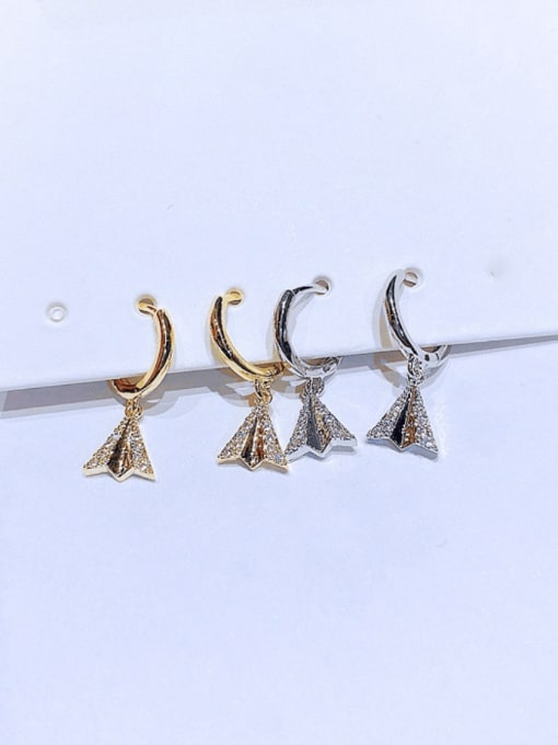 Ming Brass Cubic Zirconia Geometric Minimalist Huggie Earring 0