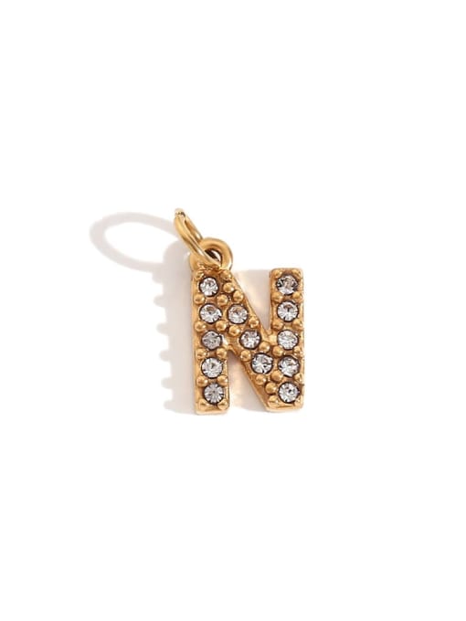 Gold N Stainless steel 18K Gold Plated Rhinestone Letter Charm