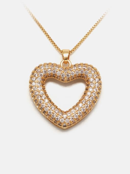 Necklace gold white zirconium Brass Cubic Zirconia Minimalist Heart  Earring and Necklace Set