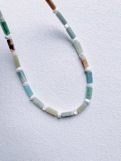 Scarlet White N-STSH-0003  Natural  Gemstone Crystal Geometric Beaded  Chain Handmade Beaded  Necklace 4