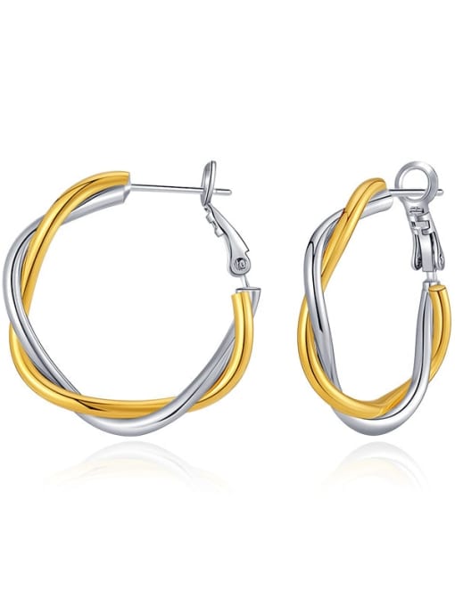 KE0694 Brass Gold and silver trend 2023 tricolor Earring