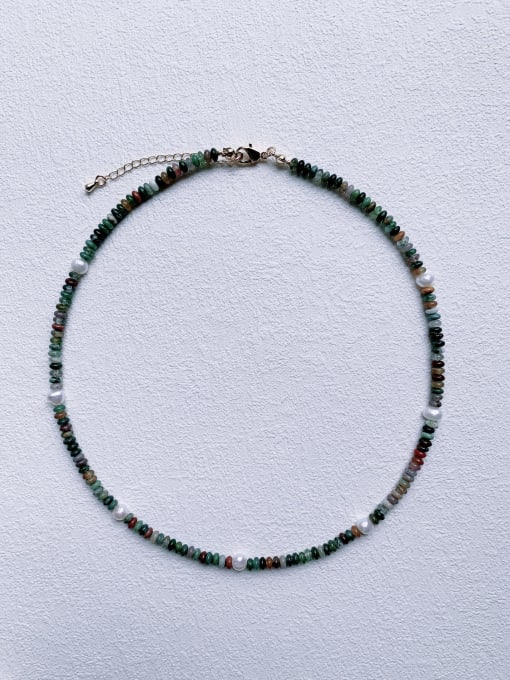 blue N-STPE-0007  Natural Gemstone Crystal Beads Chain Handmade Beaded Necklace