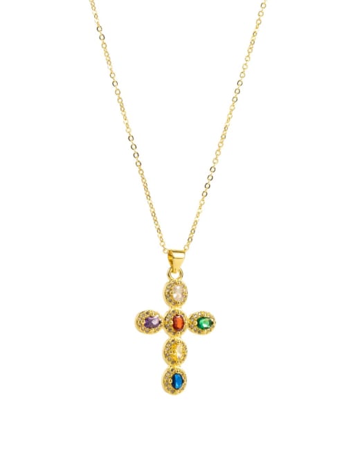 Style 5 Brass Cubic Zirconia Cross Vintage Regligious Necklace