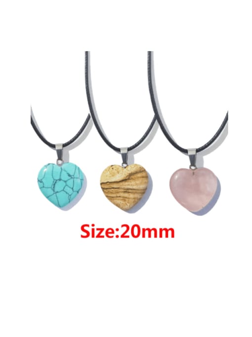 LM Artificial leather chain Natural Stone Heart Ethnic Necklace 1