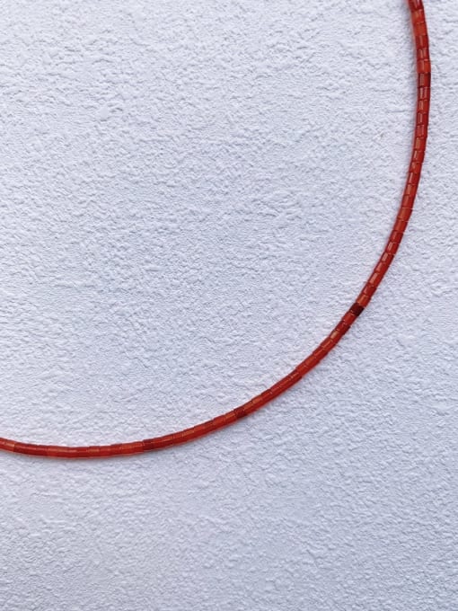 red N-ST-0015 Natural Stone Irregular Bohemia Handmade Beaded Necklace