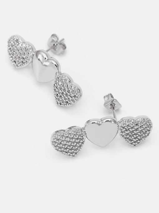 Platinum white zirconium Brass Cubic Zirconia Heart Dainty Drop Earring