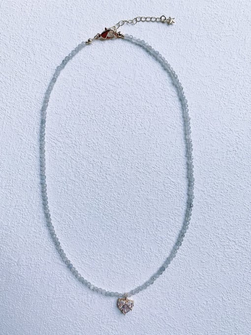 Scarlet White N-DIY-0021 Natural  Gemstone Crystal Beads Chain+Heart Pendant Handmade Beaded Necklace 3
