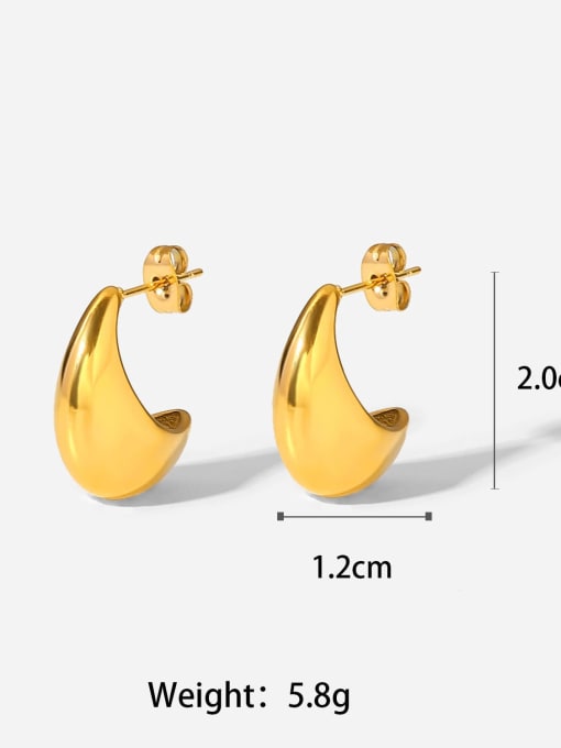 golden Color Titanium Steel Geometric Huggie doblue C Earring