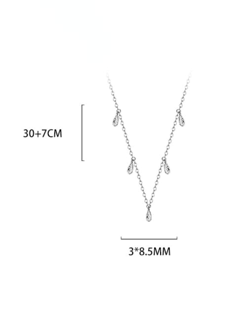 Platinum 925 Sterling Silver Cubic Zirconia Water Drop Minimalist Necklace