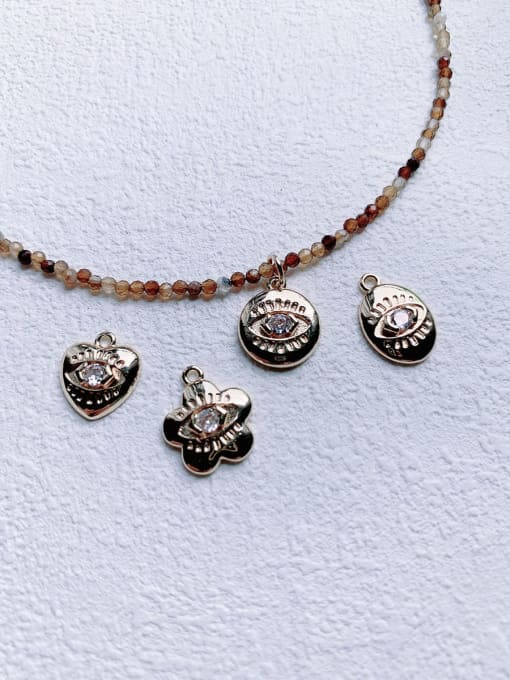 Scarlet White N-DIY-0016 Brown Agate Chain Flower  Pendant Vintage Handmade Beaded Necklace 0