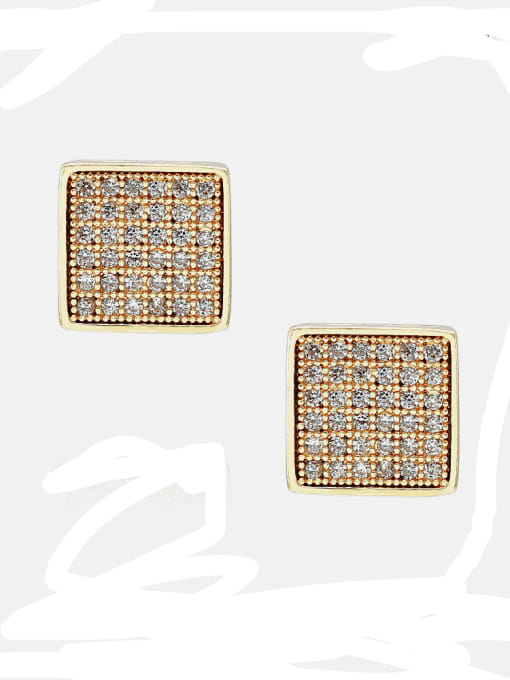XYZ Brass Cubic Zirconia Geometric Minimalist Stud Earring 0