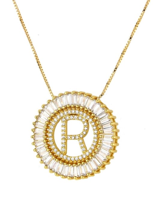 renchi Brass Gold Plated Cubic Zirconia White Letter Dainty Initials Necklace 0