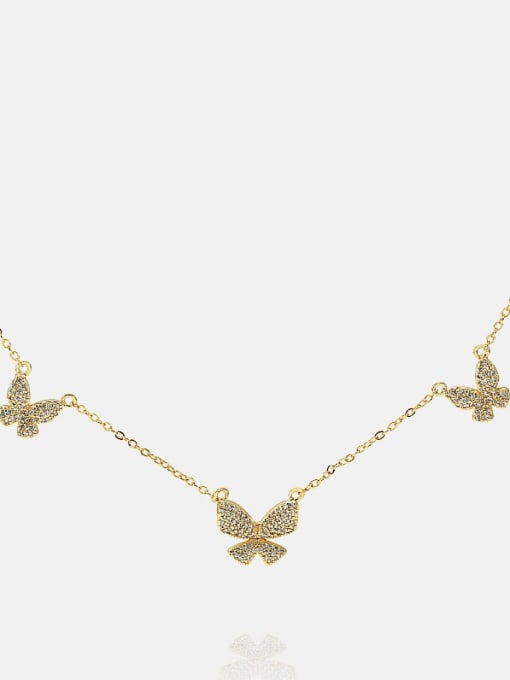 XYZ Brass Cubic Zirconia Butterfly Dainty Necklace 1