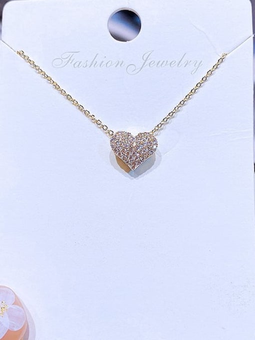 Ming Brass Cubic Zirconia Heart Minimalist Necklace 0
