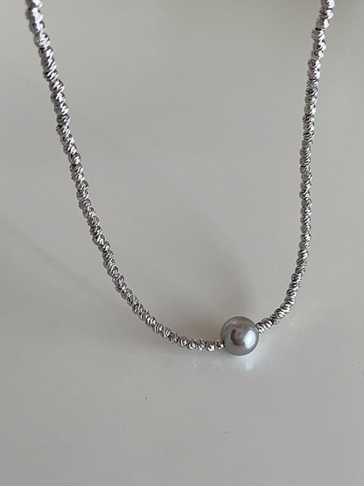Silver Necklace Alloy Freshwater Pearl Geometric Dainty Necklace