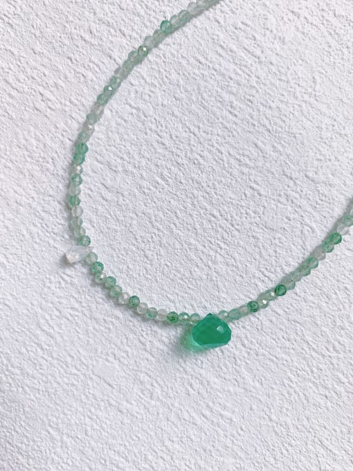 Green N-ST-0010 Natural  Gemstone Crystal Chain Irregular Bohemia Handmade Beaded Necklace