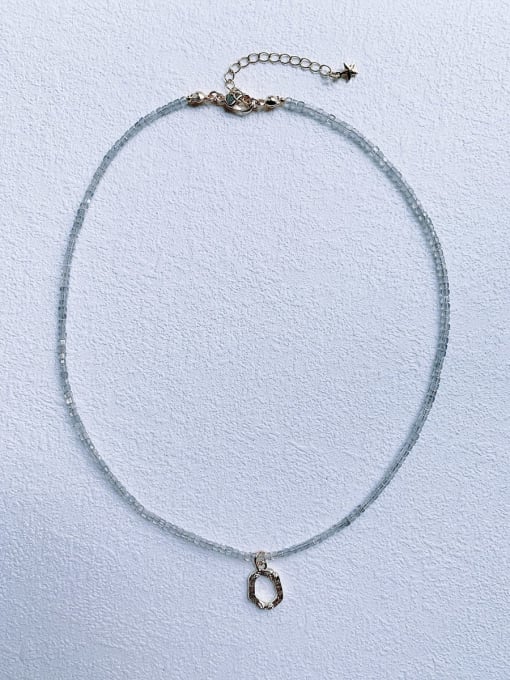 grey  Gemstone Cubic Crystal Chain N-DIY-0020 Gemstone Cubic Crystal Chain Letter  Pendant Minimalist Headmade   Beaded Necklace