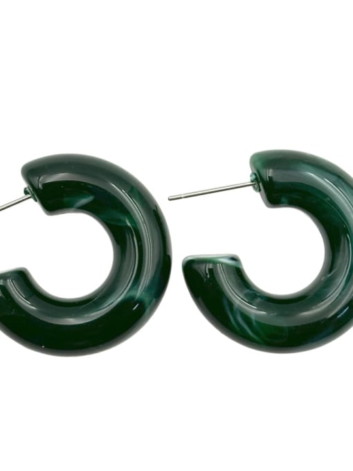 blackish green Brass Acrylic Geometric Minimalist Stud Earring