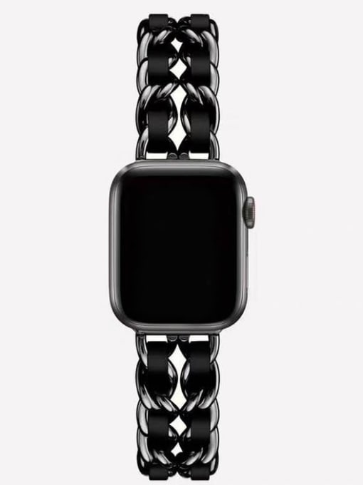 Black And Black Alloy Metal Wristwatch Band For Apple Watch Series 2-5