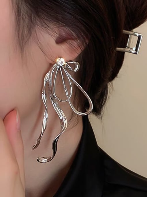 LM Alloy Bowknot Ribbon Minimalist Drop Earring 1