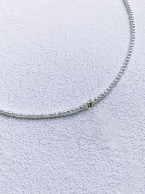 2mm Shell Pearl Chain+No Pendant N-DIY-009 Brass Imitation Pearl White Cross Bohemia  handmade Beaded Necklace