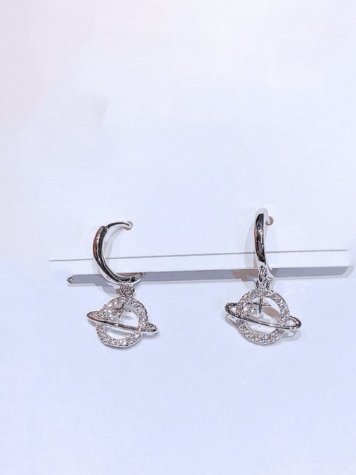 Platinum pair Brass Cubic Zirconia Geometric Minimalist Huggie Earring