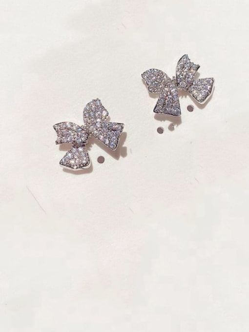 Ming Brass Cubic Zirconia Butterfly Minimalist Stud Earring 1