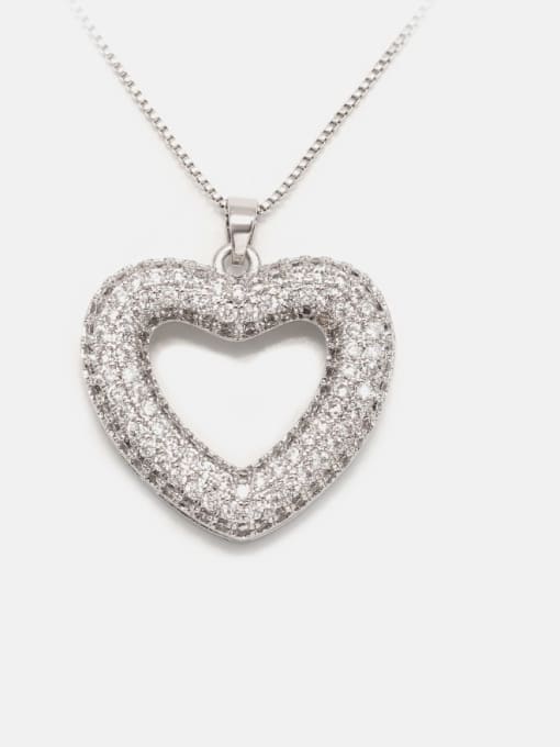 Necklace platinum white zirconium Brass Cubic Zirconia Minimalist Heart  Earring and Necklace Set