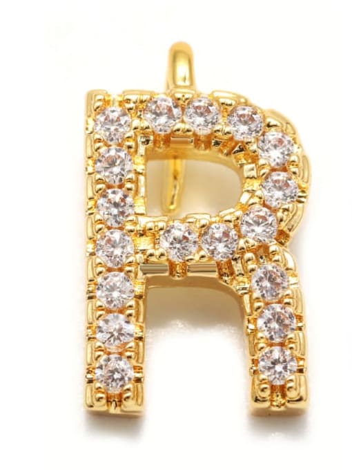 Gold R Copper CZ DIY Letter Artisan Initials Charm