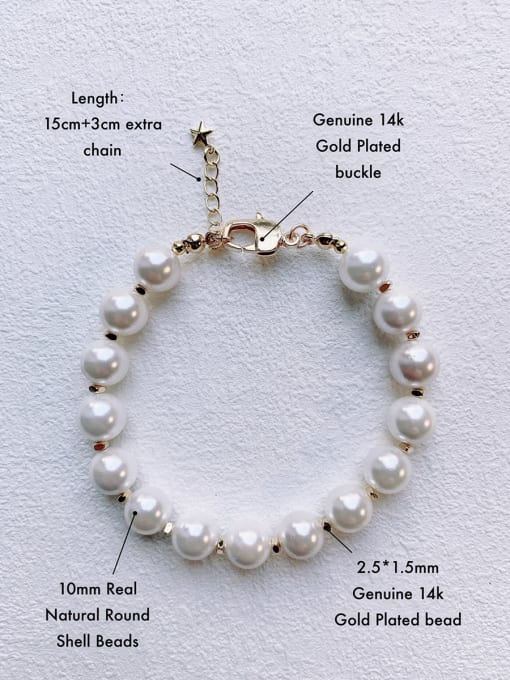 Scarlet White Brass Natural Shell Beads  Handmade Beaded Bracelet 3