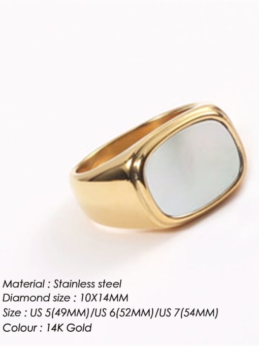 Gold Color, White Sheel Stainless steel Sheel Band Ring