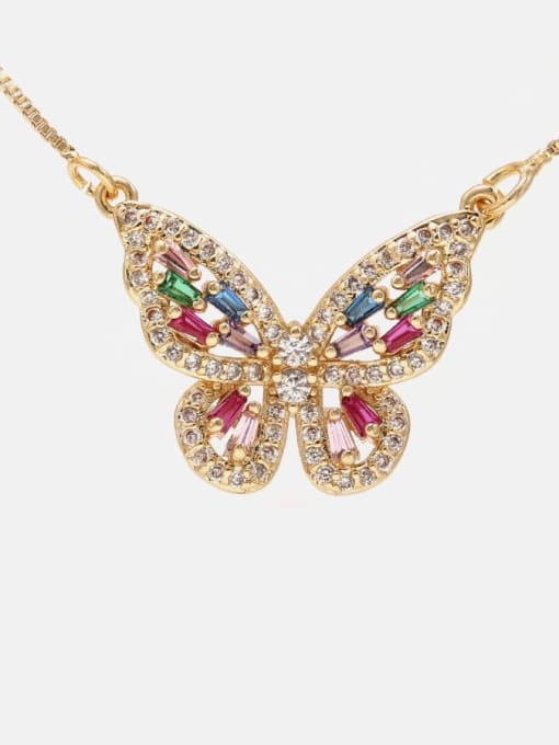 LM Brass Cubic Zirconia Butterfly Dainty Necklace 1