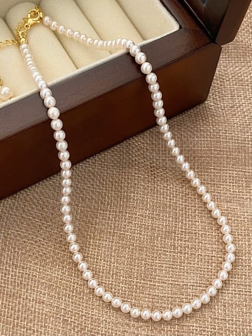 4mm  Shell Pearl Necklace Stainless steel Shell Pearl Icon Minimalist Necklace