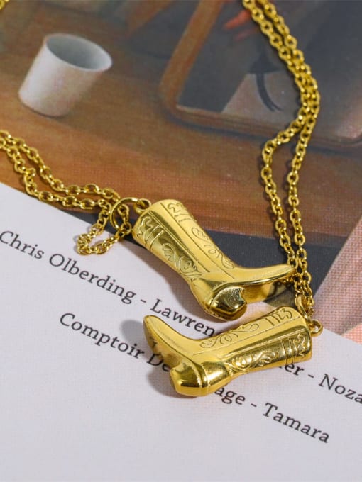LM Stainless steel gold cowboy boots Necklace with waterproof 3