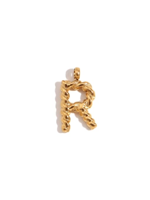 Twists Letter Pendant Gold R Stainless steel 18K Gold Plated Letter Charm
