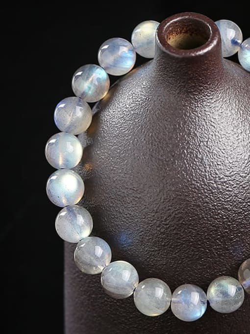 7A natural grey moonlight Bracelet Moonstone Minimalist Handmade Beaded Bracelet