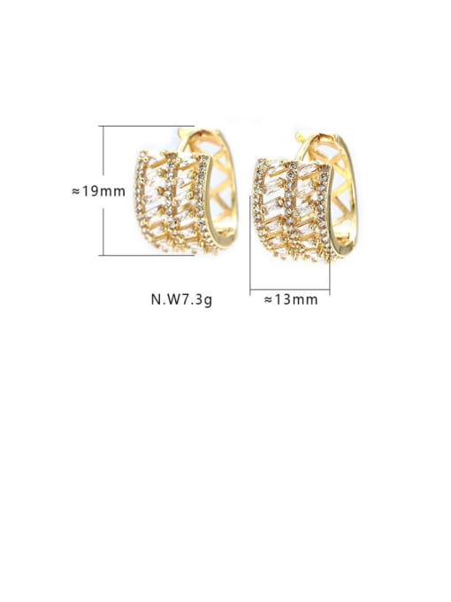 XYZ Brass Cubic Zirconia Geometric Ethnic Huggie Earring 2