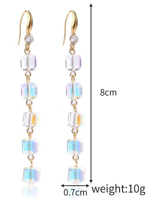 E2204 2 Square Crystal Brass Water  Crystal Drop Earring